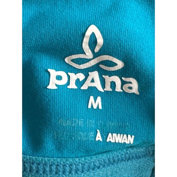 Prana Womens Medium Strappy Sports Bra Blue & Green Striped Stretchy Fitness - Picture 5 of 6